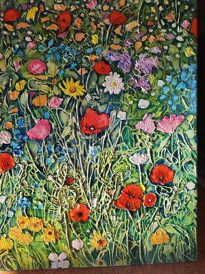 "Kwiaty na łące" - wymiary 60x80
